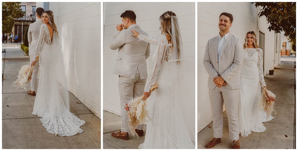 Bride and Groom First Look New Orleans Elopement 